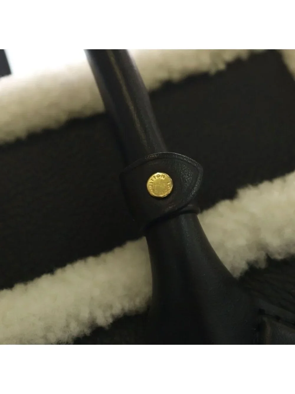 Louis Vuitton On My Side MM Calf Leather Shearling Handbag Black White